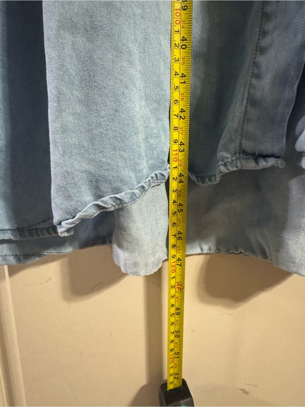 Light Blue Women’s Denim Shirt Dress - Casual Button-Down - Picture 3 of 4